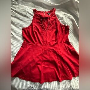 Torrid Red Peplum Key-Hole Top